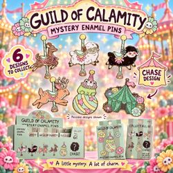 Guild of Calamity mystery enamel pins 12 lot 6 designs to collect Includes a chase design Possible designs shown Collect all 6 A little mystery. A lo
