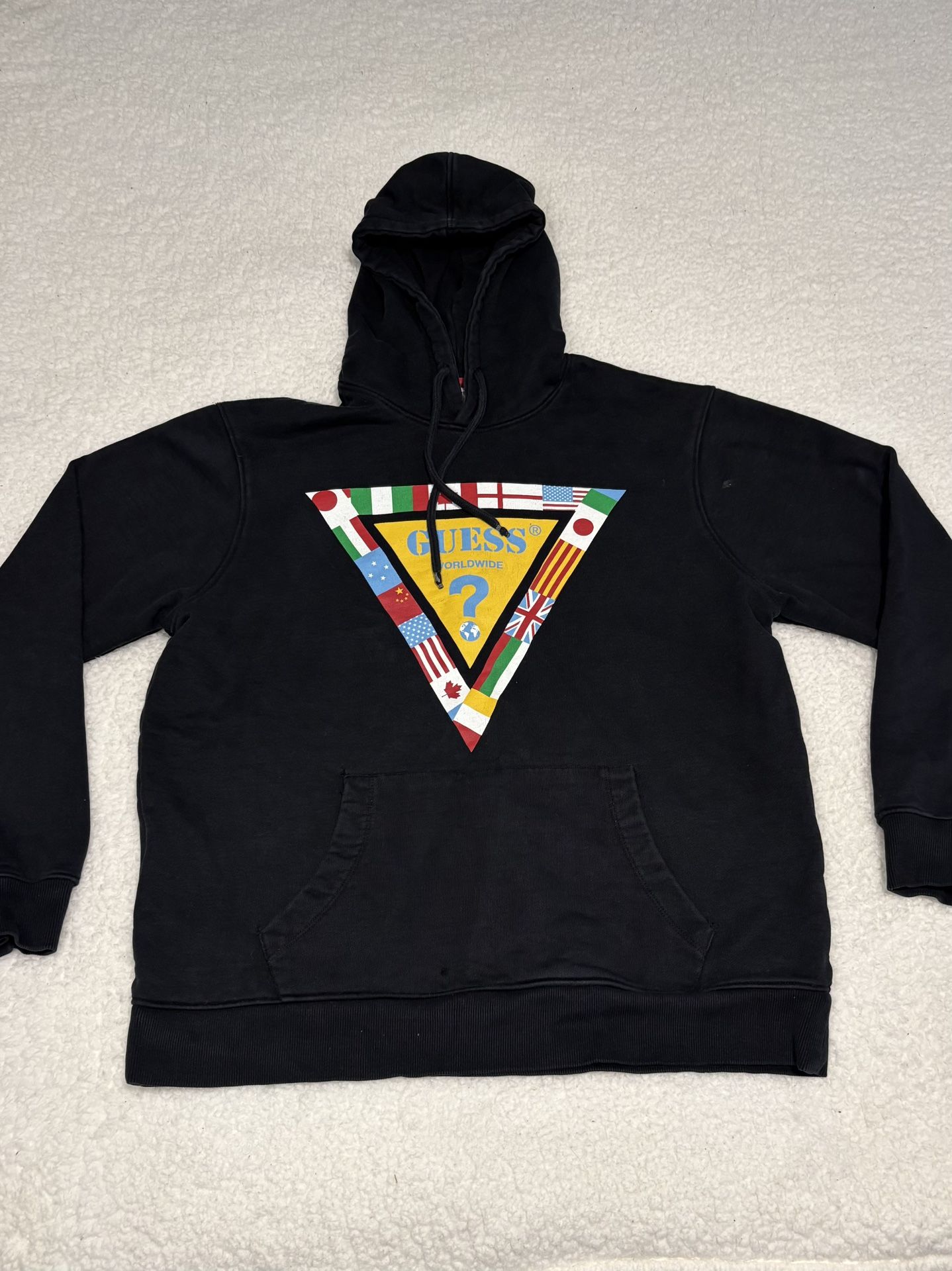 Guess Men Black Summer Games Logo Graphic Hoodie