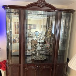 Large Glass China Cabinet / Display Hutch