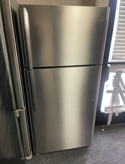 Top Freezer Stainless Steel Fridge - Great Condition