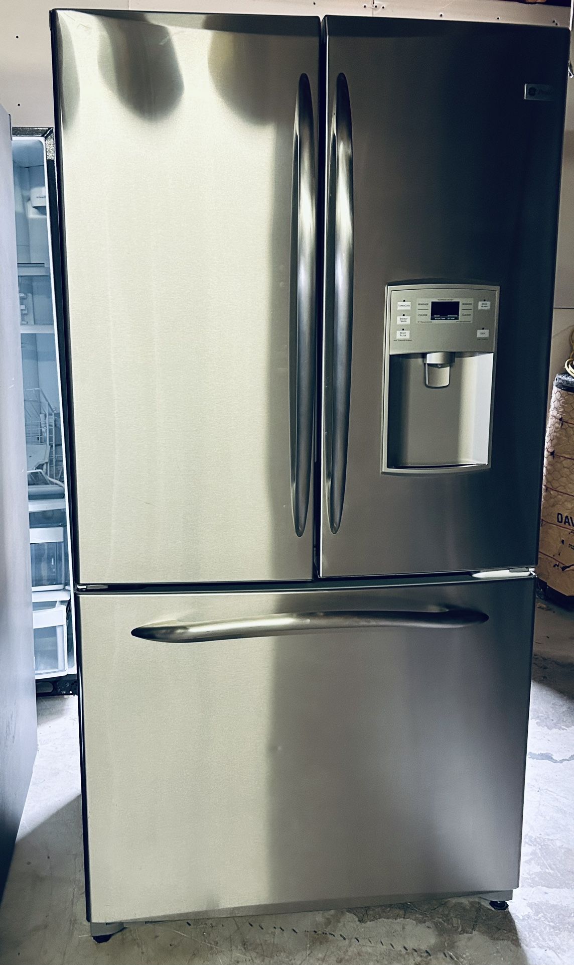 3 Door GE Refrigerator With Internal Ice Maker And Water Dispenser