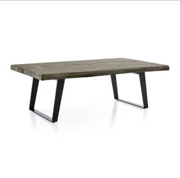 Crate & Barrel Yukon Weathered Grey Live Edge Coffee Table