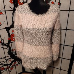 Lapa Ladies Black/Pink/Grey Fuzzy Tunic Jumper Bubble Knit Size 3-5