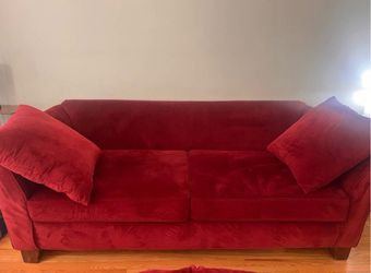 Red Velvet Sofa – Great Condition | Must Go Today