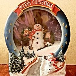 Plastic Christmas Musical Snowing Frame Decor 