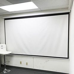 (Brand New) $60 Manual 100” 16:9 Projector Screen Manual Pull Down Matte White Viewing Area: 87x49”