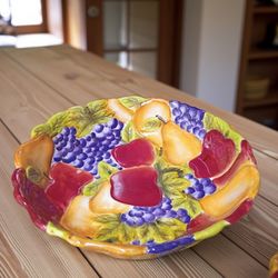 Ceramic Decorative Bowl with Fruit Relief
