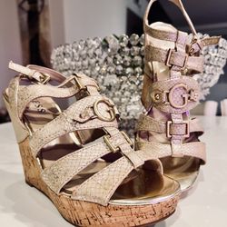 Guess Gold Wedge Heels $20 Size 8