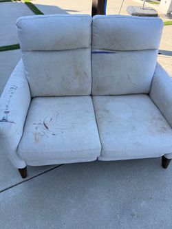 White Fabric Loveseat Sofa free