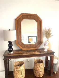 Real Oak Wood Vintage Mirror In Pristine Condition 