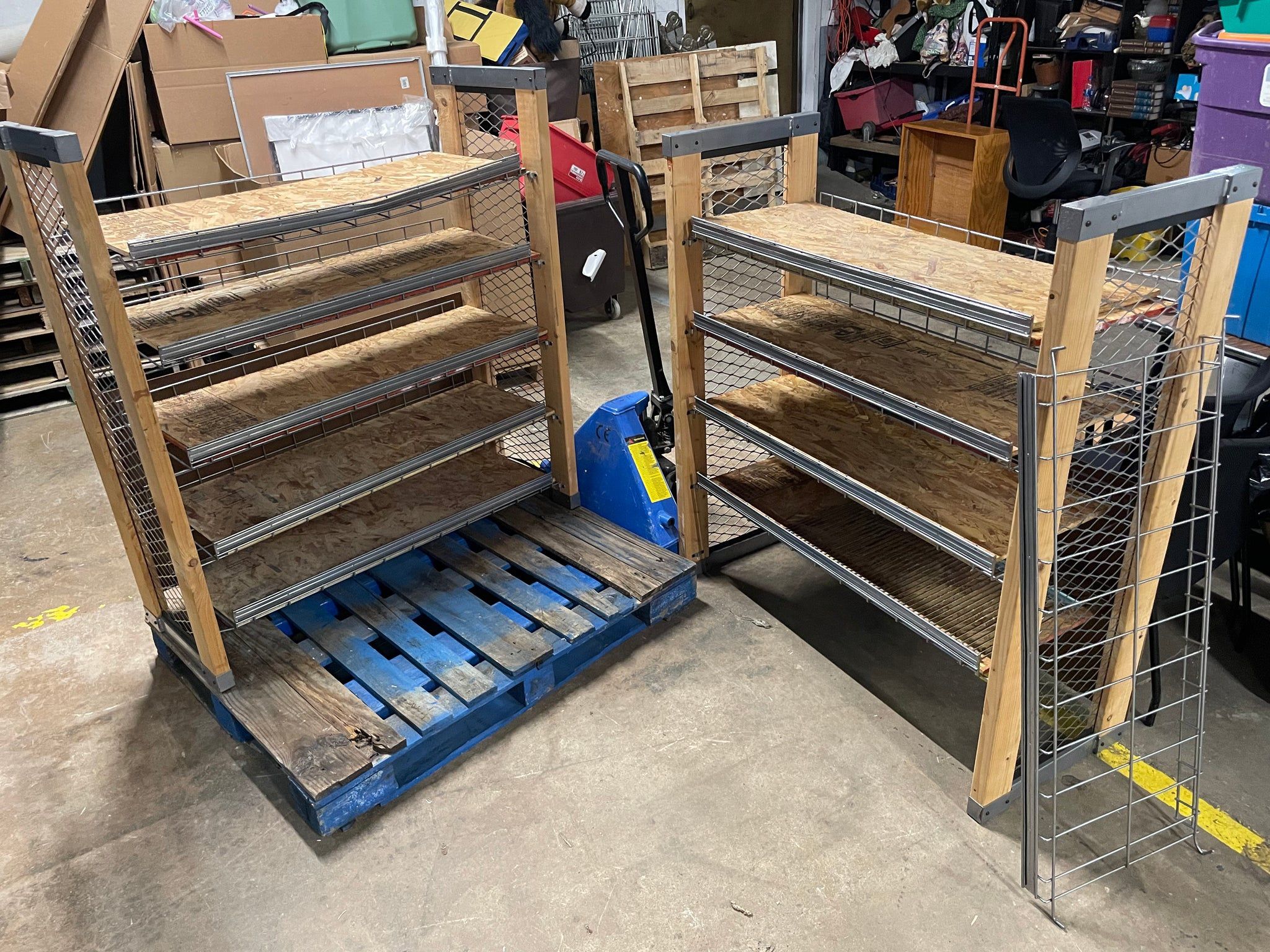 Shelves, OO, Pair of Wood / Metal Shelving Shed-Garage