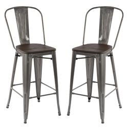 Homy Casa THOCAR 29" Silver Bar Stools Set of 2 for Kitchen Island, Home Bar, or Dining Area Open Box