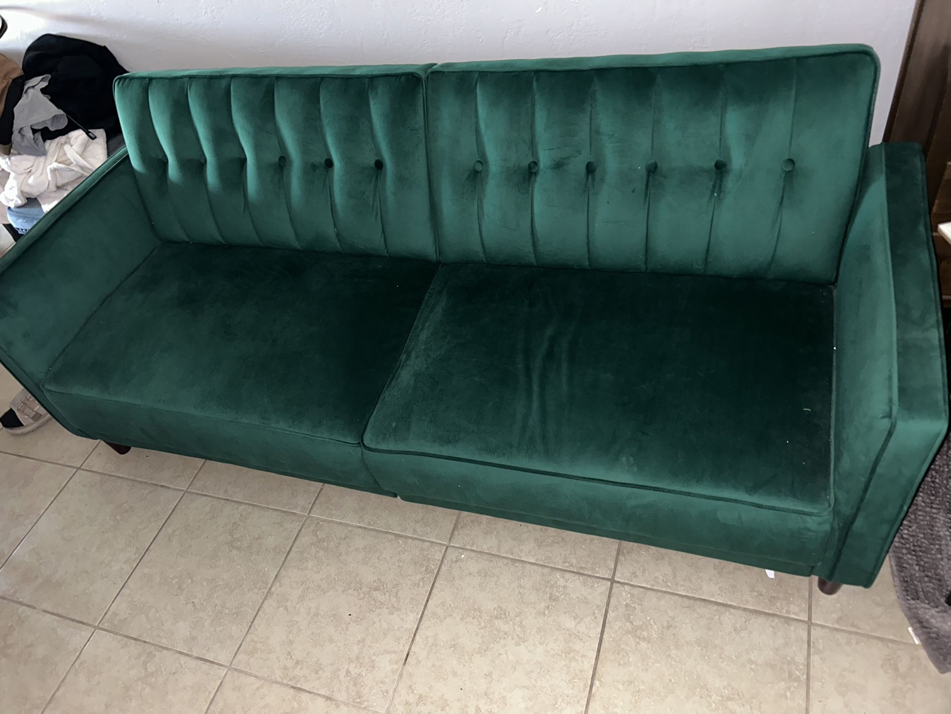 Green Velvet Futon Couch
