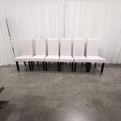 Set of six/ Anji Yuetan Off-White High-Back Dining Chairs