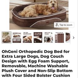 XL Orthopedic Dog Bed - Washable Plush Brown