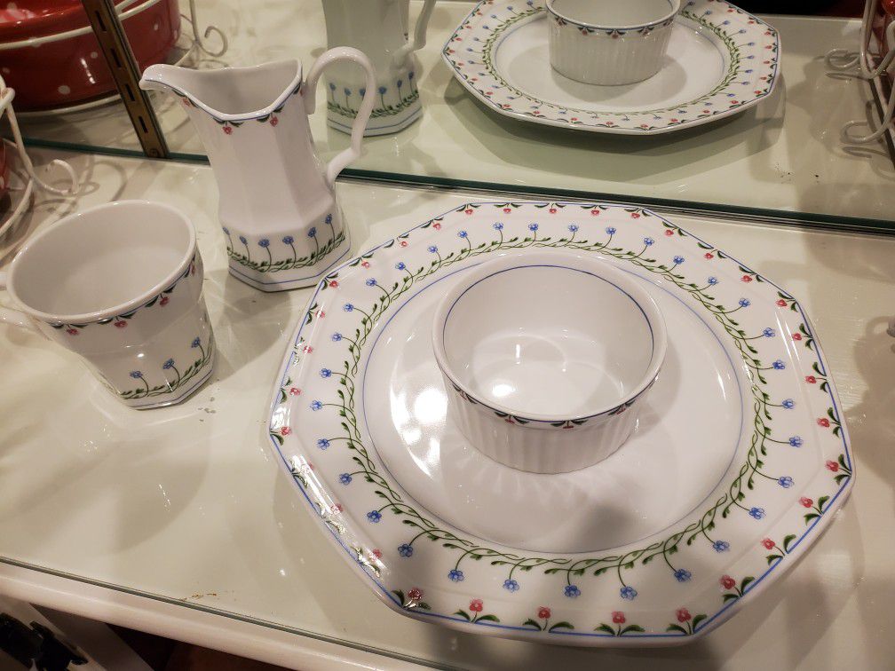 Vintage Mikasa Younger than Springtime blue and pink flowered dishes