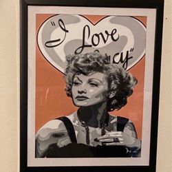 I love Lucy custom art piece on black frame