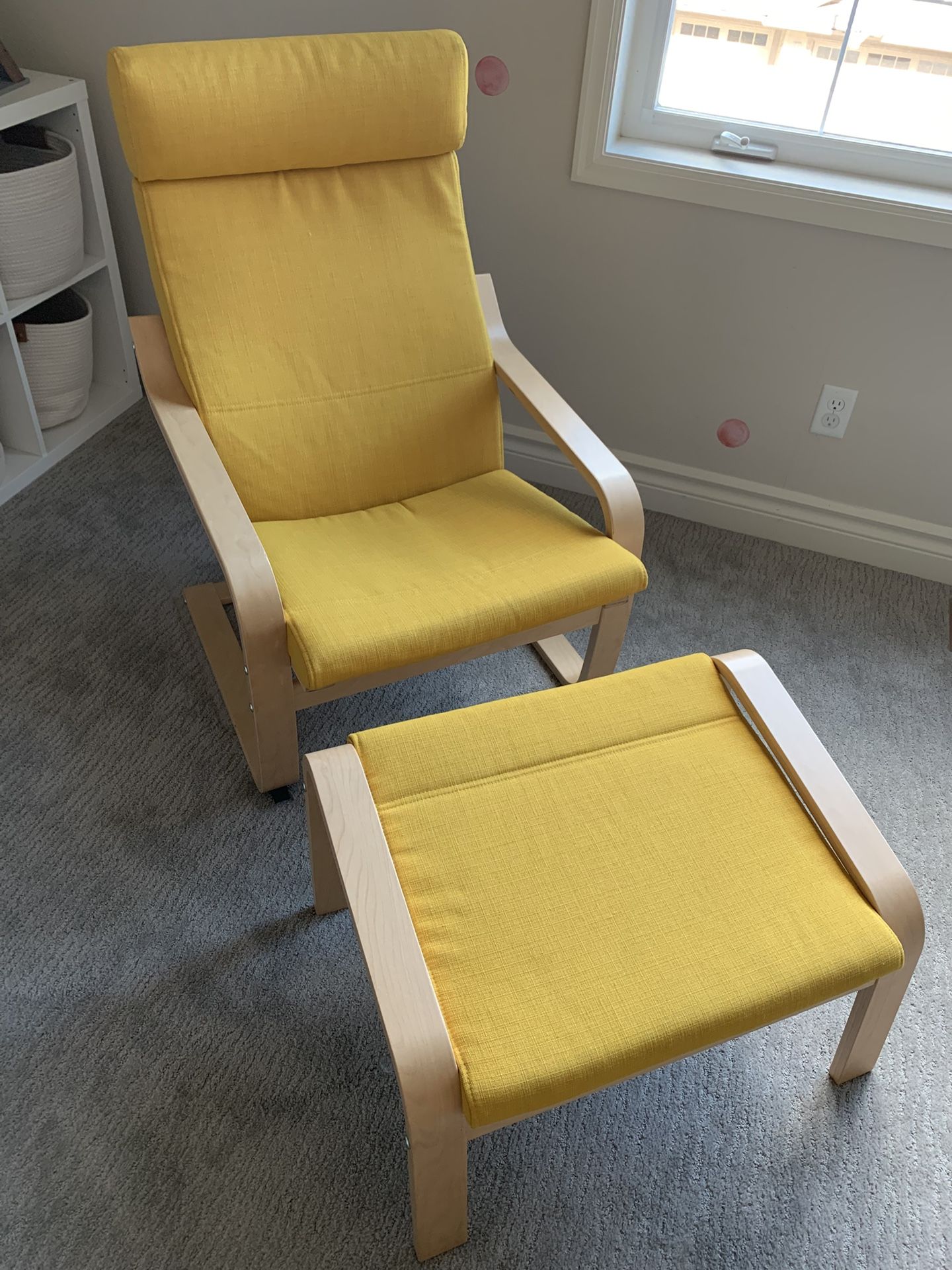 Yellow Poang Chair And Ottoman