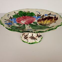 Hand-Painted Italian Ceramic Cake Stand