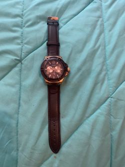 Guess Rigor Analog Brown Dial Brown Leather Strap Watch For Men - W0040G3