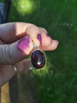 Sterling silver black opal set ring and necklace