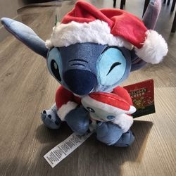 Disney Parks Christmas Holiday Santa Stitch Plush w/ Scrump Doll 9 1/2" Toy