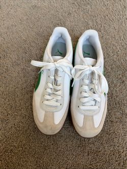 Puma White and Green Low-Top Sneakers