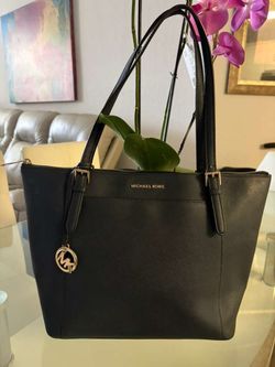 Michael Kors Black Leather Tote Bag