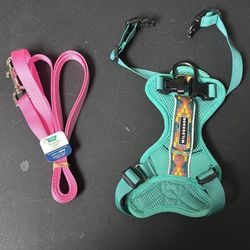 Brand New Pink 6ft Leash and Wilderness Dog Harness (used)