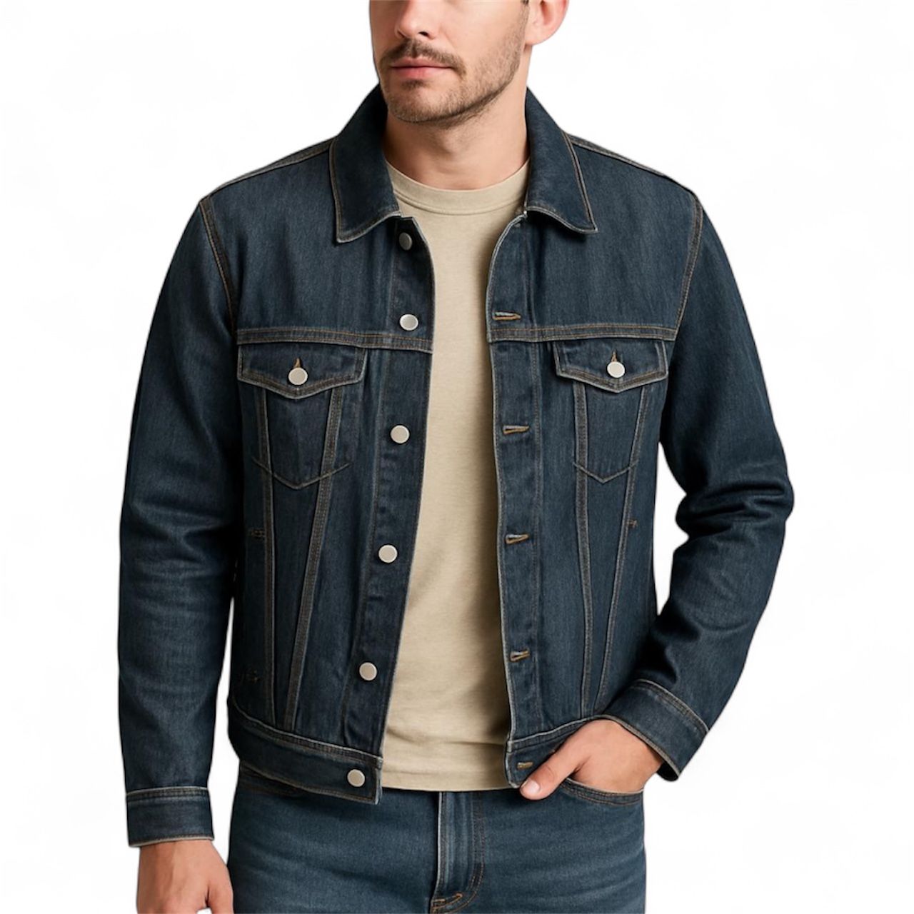 GAP 1969 Men’s 100% Cotton Denim Jean Jacket Button Up Dark Blue Size Large
