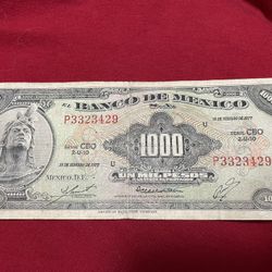 Billete De 🇲🇽 1000 Pesos 1977 Cuautemoc