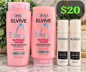 L'Oréal Elvive Glycolic Gloss Shampoo & Conditioner + Nexxus Mousse Bundle