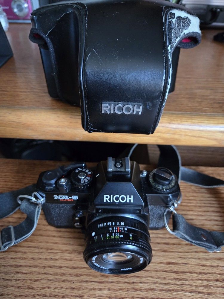 Ricoh KR-5 SuperII Film Camera with Rikenon 1:2 50mm Lens Japan Untested