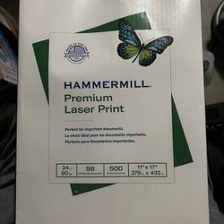 Hammermill Premium Laser Printer Paper Vibrant 24 lb 11” x 17” 5 Reems 1 Box