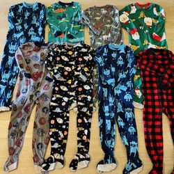 Size 8 Boys One Piece Zipper Fleece Pajamas