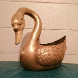 Solid Brass Swan Planter
