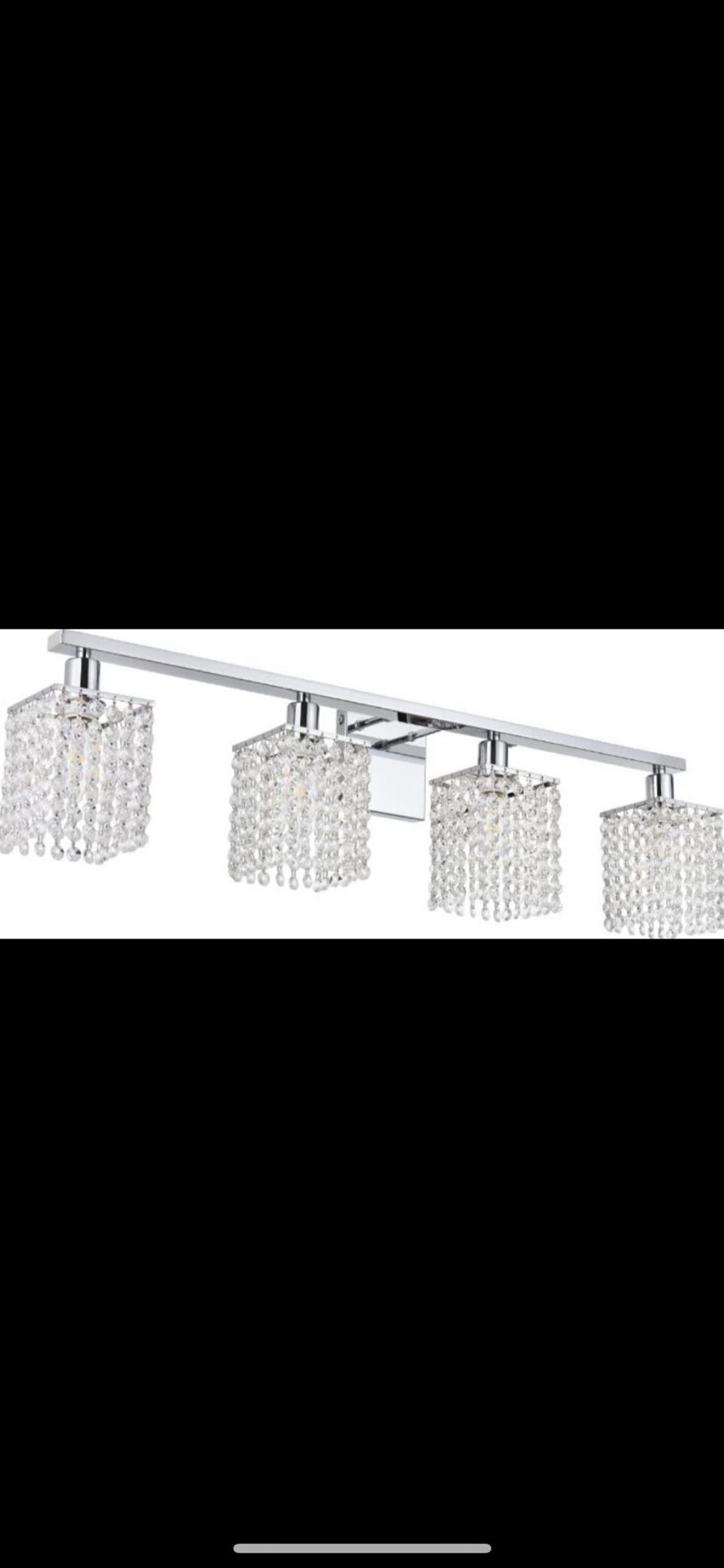 BONLICHT 4 Light Bathroom Light Fixtures Sconces Wall Lighting Chrome With K9 Clear Crystal Shade, Modern Crystal Vanity Lights Porch Light For Kitche