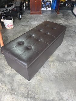 Dark Brown Faux Leather Tufted Storage Ottoman