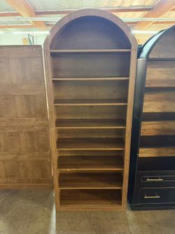 J0394/J0396/J0449 New assembled 79.5" Arched Bookshelf, Modern Tall Arched Bookcase with Storage Shelves, 8-Tier Floor Standing Wood Display Shelving 