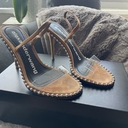 Alexander Wang Nova Suede PVC slingbacks sz 36.5