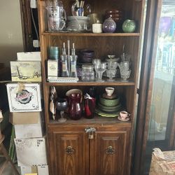 Antique Wooden Shelves And Cabinet