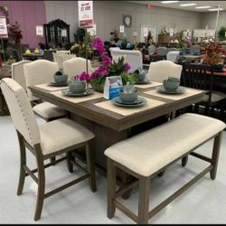 Regent Grayish Brown Counter Height Set / Dining table and Chairs 1669