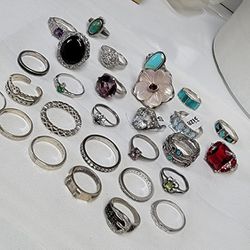 925 Sterling Silver Rings With Gemstones Turquoise Moonstone Diamonds Rubies