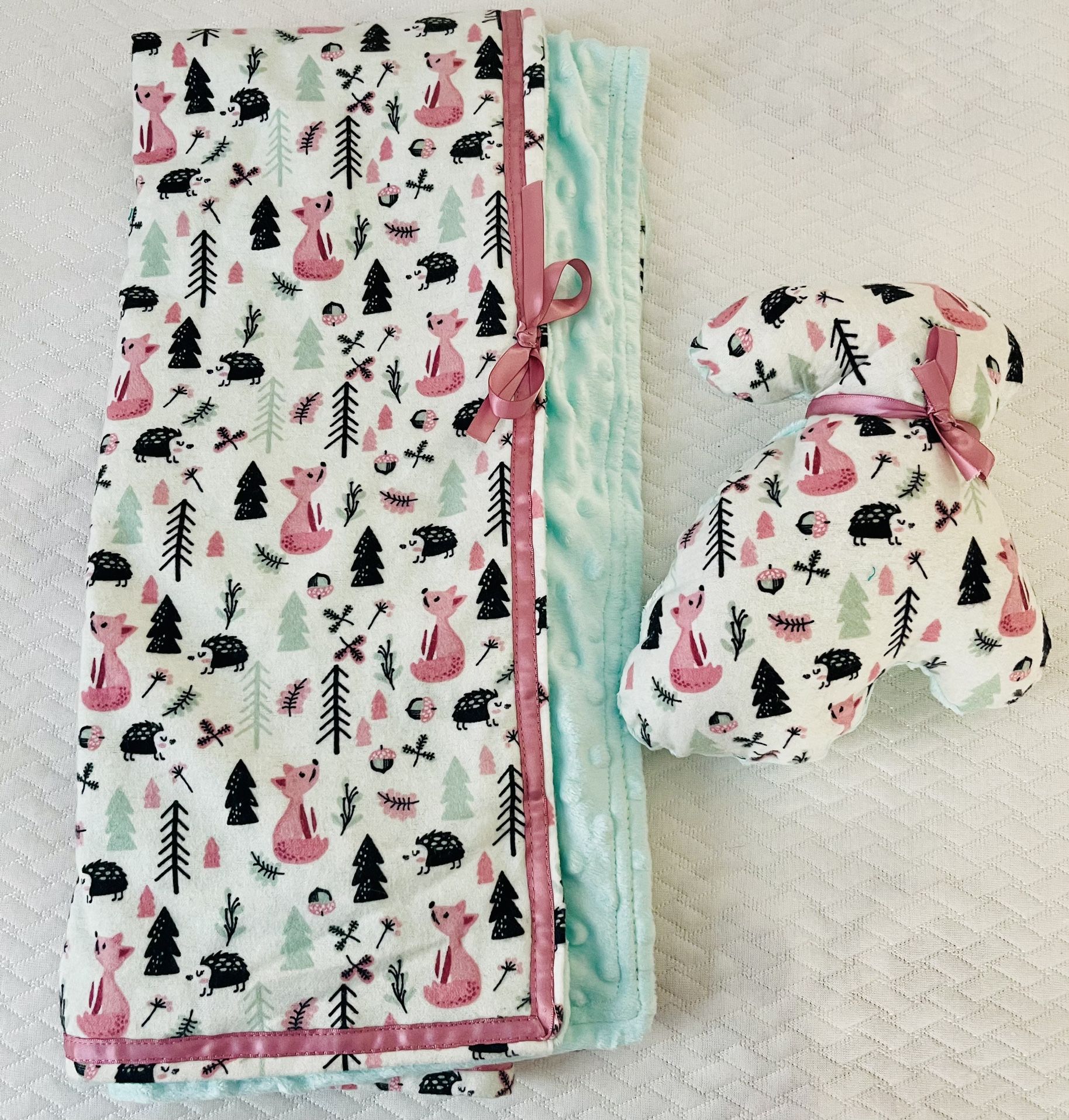 Baby Blanket With Matching, Stuffed, Squeaky, Bunny Toy