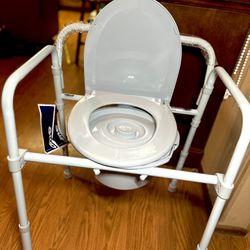 UNUSED! Commode TAGS ON!  Competitive Edge, folding commode Toilet Help 