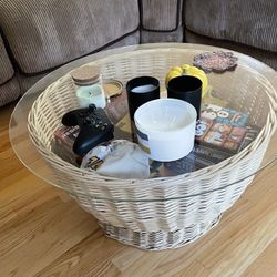 Rattan coffee table with storage