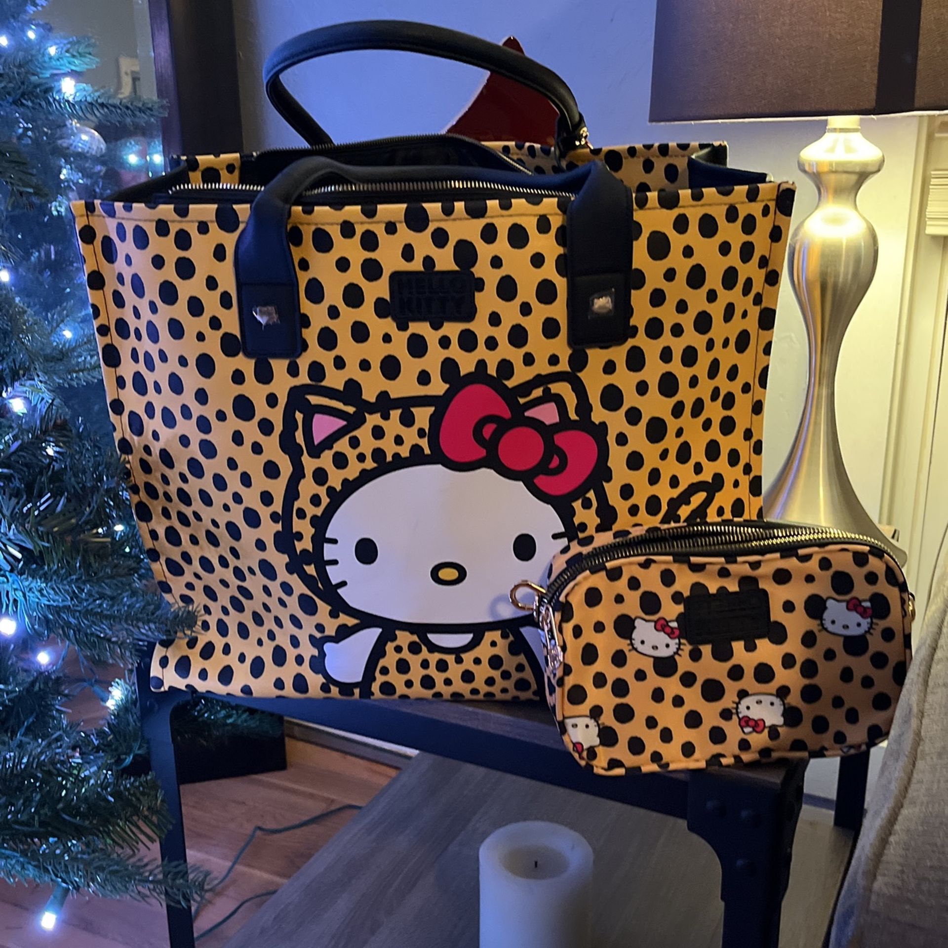 Hello Kitty Leopard Tote W/ Cross Body Purse