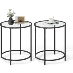 Round Glass Side Table Set of 2