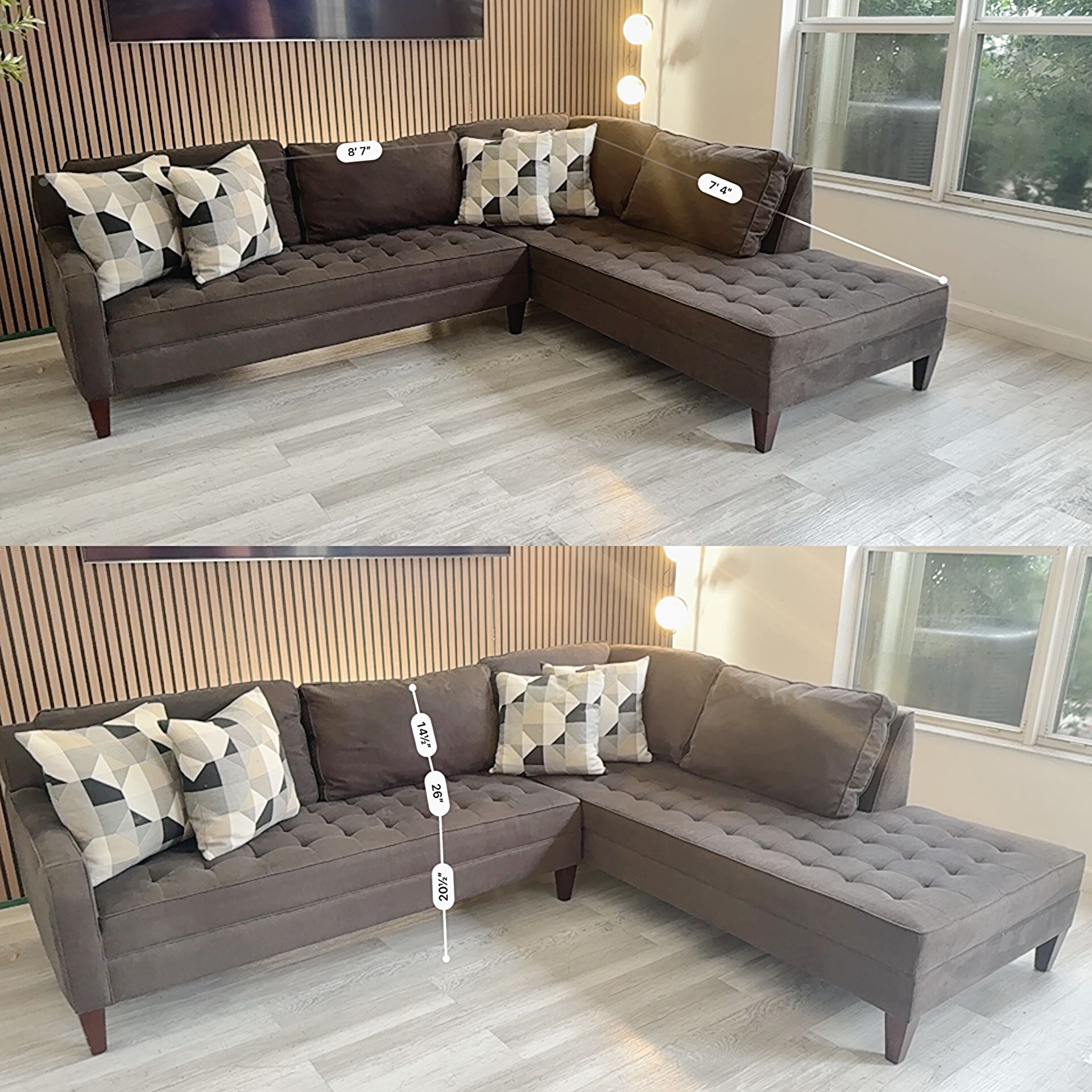 Sectional Couch Sofa – Gray (Left Chaise)