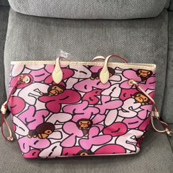 BAPE pink tote bag